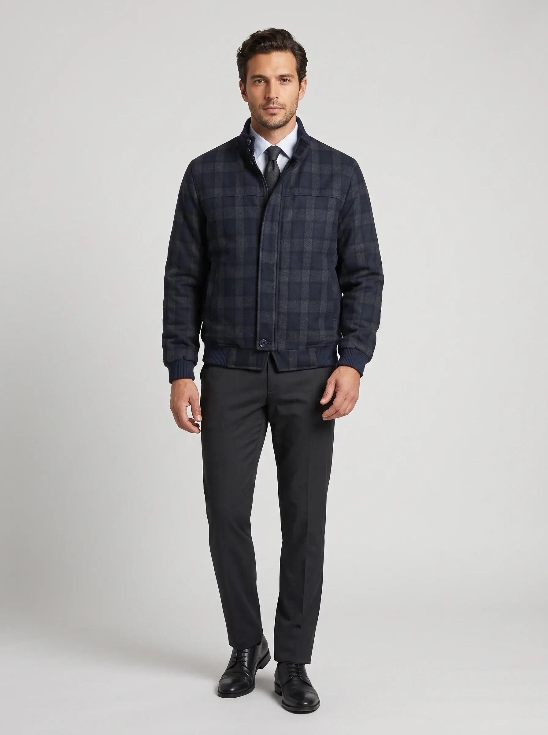 Check Bomber Jacket — front view