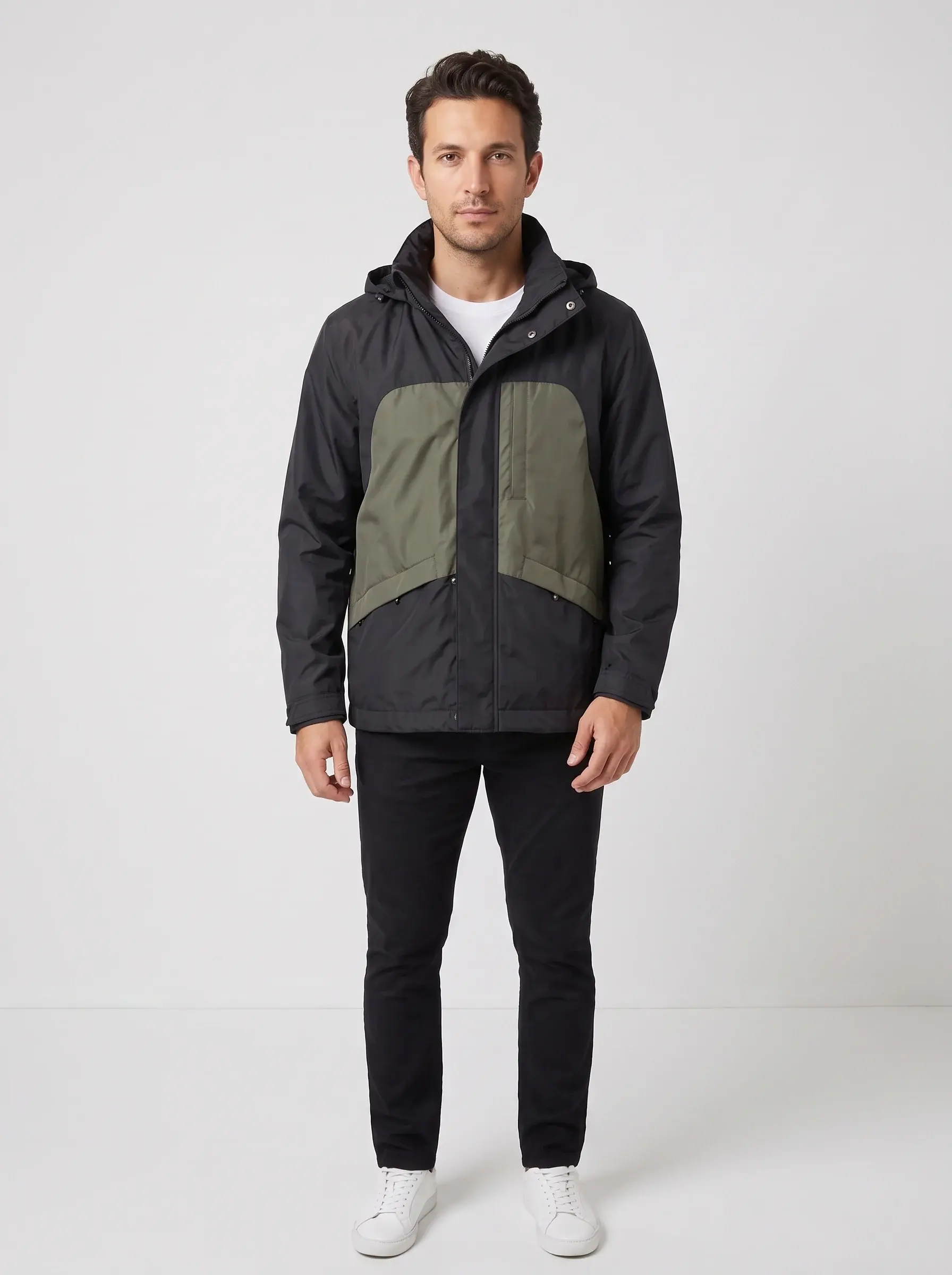 Colour-Block Hooded Jacket — front view