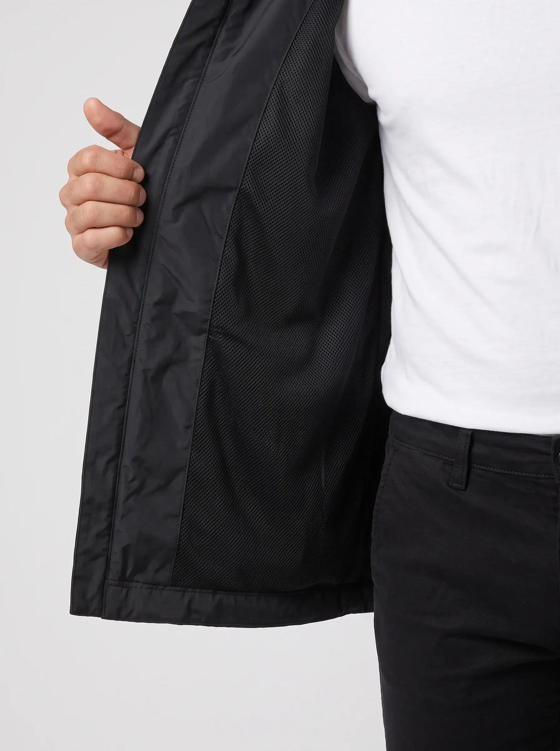 Colour-Block Hooded Jacket — lining detail